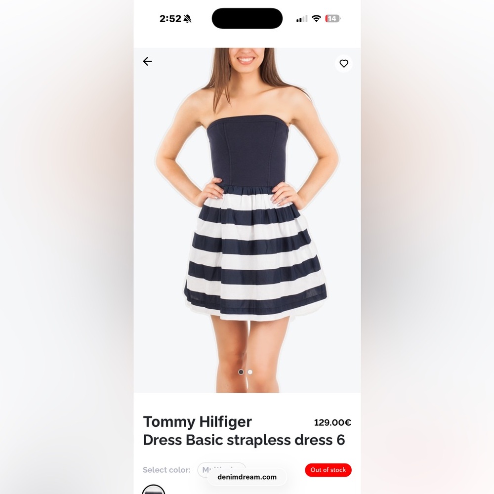 Tommy Hilfiger Strapless Navy and White Dress
